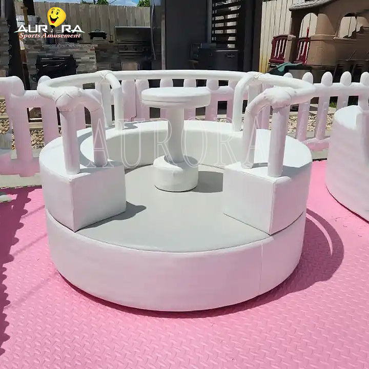 حزمة اللعب اللينة الوردية البيضاء ملعب أطفال في الداخل ومعدات اللعب الخارجية