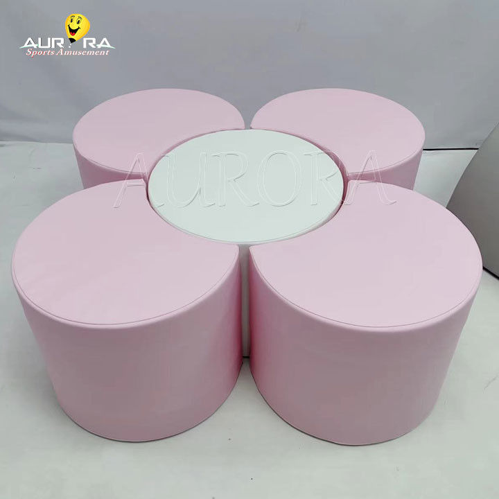 ملعب لعب معدات اللعب الناعمة مجموعة ألعاب في الهواء الطلق الوردي الأزرق الأبيض الداخلي