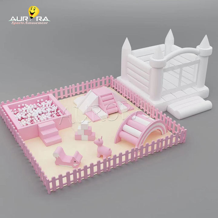 أطفال داخليين صغار اللعب الناعم معدات التسلق الوردي والأبيض